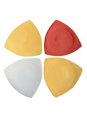 4 Dudson Finest Vitrified Triangle Dinner Plate RedYellow White Ceramic MCM Set